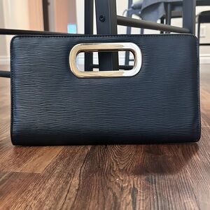 Elegant Black Clutch with Gold Accent